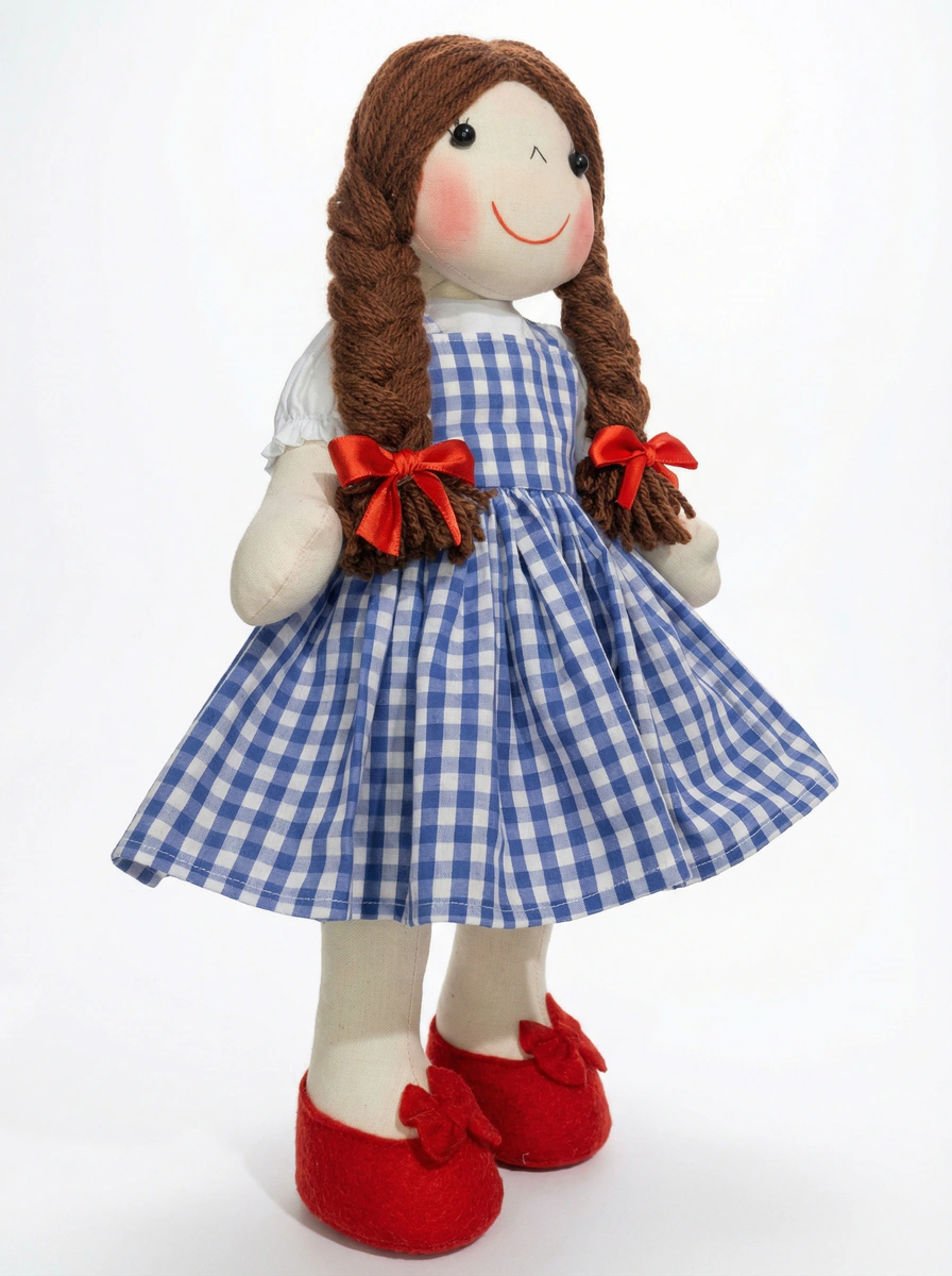 Boneca Menina do Vestido Xadrez Articulada - Rosa Íris thumbnail 2